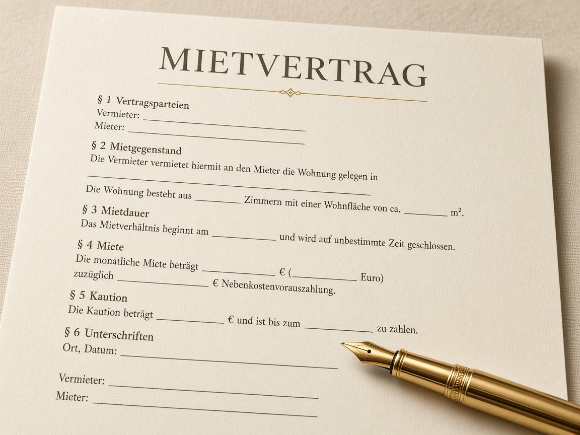 Beispiel eines Mietvertrags zur Unterzeichnung